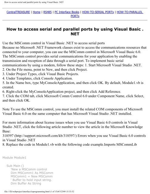 Vb net wpf serial port
